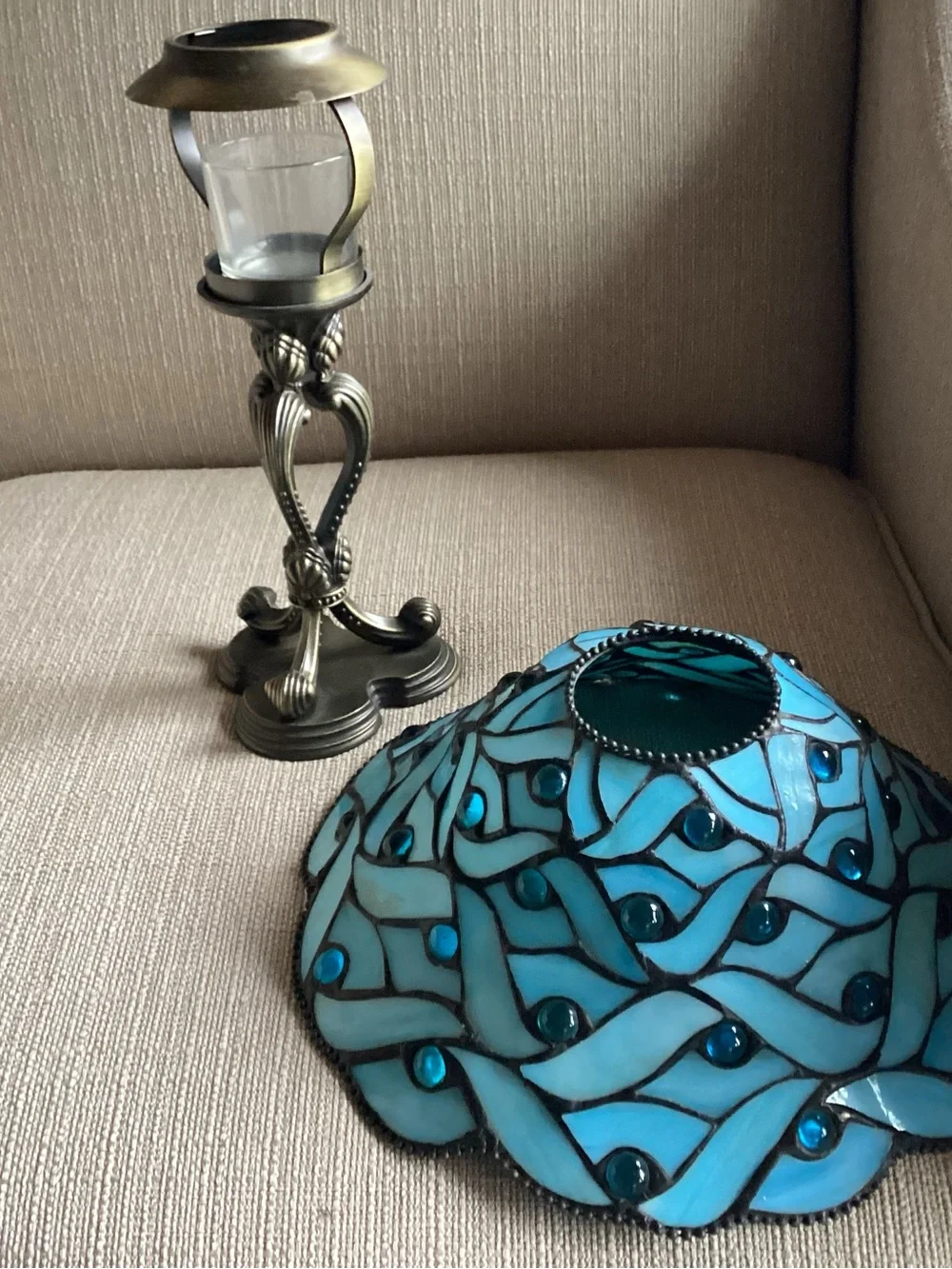 PartyLite Spring Water Candle Holder Lamp Tiffany Style Stained Glass - Picture 6 of 11